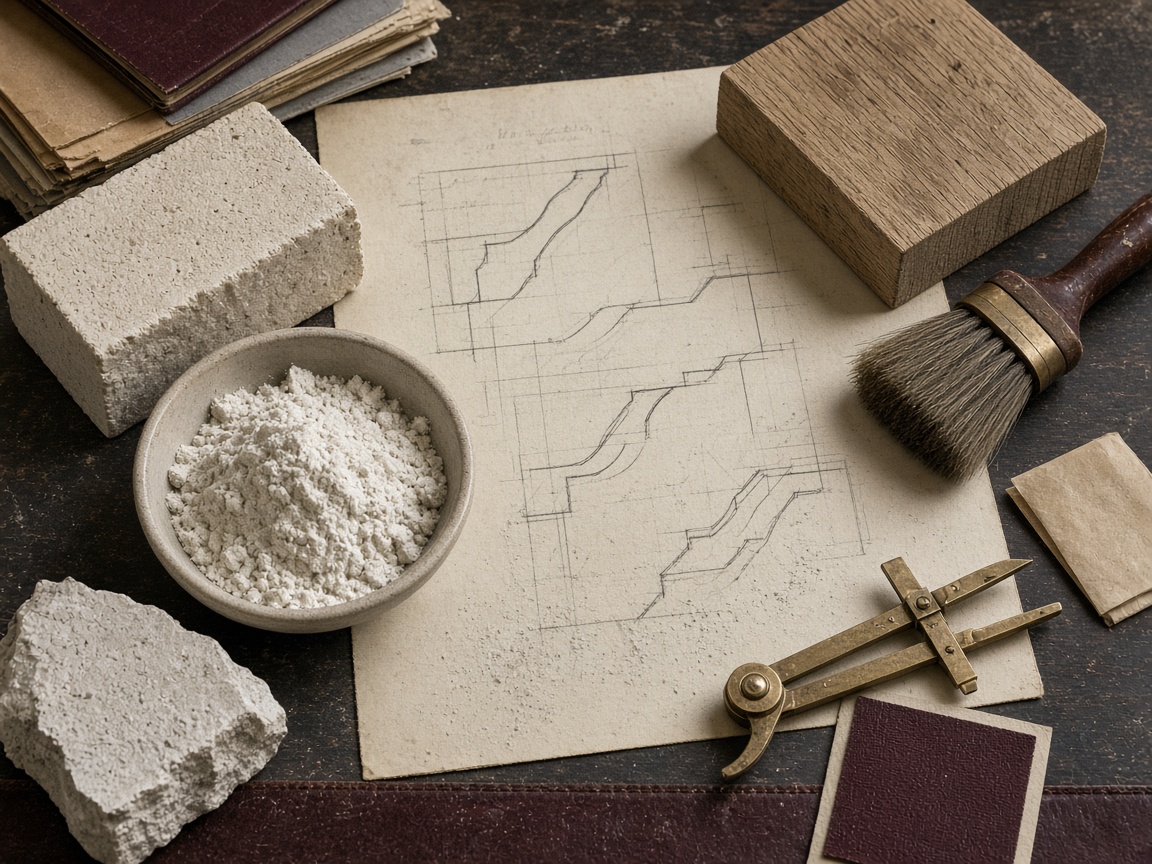 Échantillons et dessin mesuré d’un détail constructif