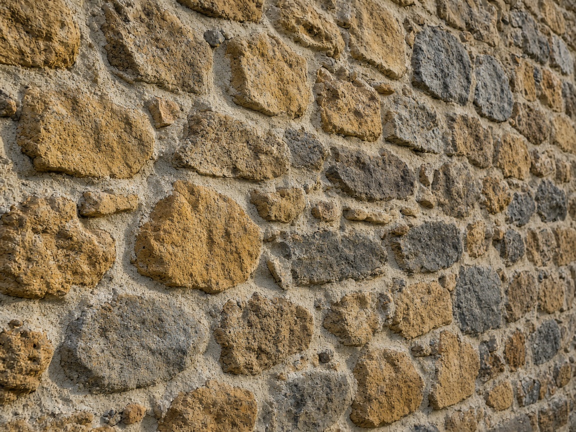 Détail d’un mur ancien en pierre rejointoyé